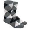 Grey Argyle Dress Sock With Black And White Pattern