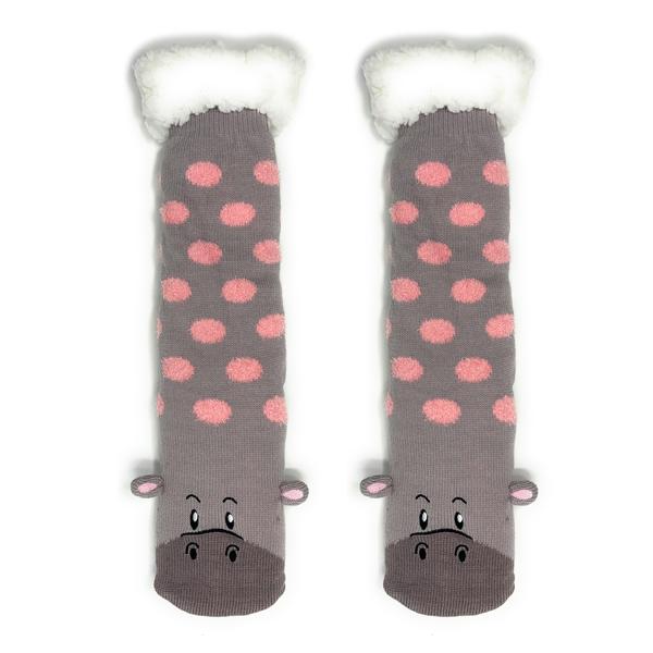 Hip Hippo- 3D Pop Sherpa Slippers - One Size (5-10)