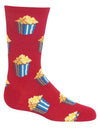 Hot Sox Kid's Popcorn Crew Socks - Red - 4-10